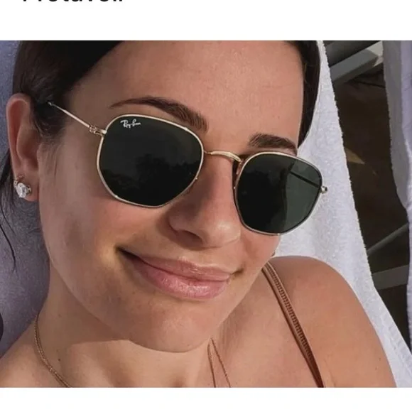 Ray-Ban Gold and Green Hexagonal Sunglasses - Picture 9 of 9